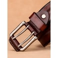thumbnail image 3 of Catelles Handcrafted Vintage Durable Leather Brown Belt, Alloy Pin Buckle, Business Casual Style, Gift Box with Hole Puncher&For waist 46 in Width1.5 in(3.8cm), 3 of 10