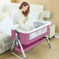thumbnail image 2 of SLLINGLUO Baby Bassinet with Wheels & Changing Table, 5-Level Height Adjustable Folding Bedside Crib, Pink, 2 of 8