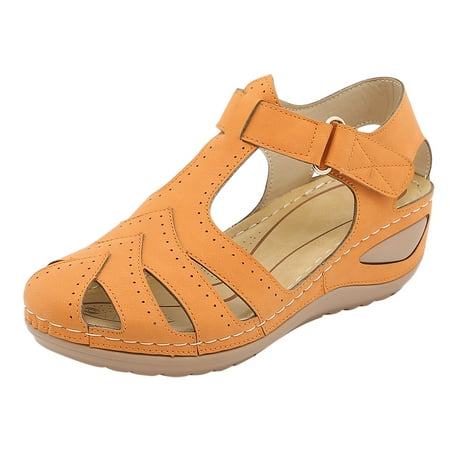 

Strappy Sandals For Women Peep Beach Fashion Wedges Toe Breathable Shoes Orange 40