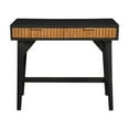 thumbnail image 2 of Eli 36 Inch 2 Drawer Home Office Desk, Mahogany Wood, Black, Brown- Saltoro Sherpi, 2 of 6
