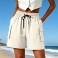 thumbnail image 2 of Women's Lightweight Nylon Spandex Work Shorts, Elastic Waist Tummy Control with Zippered Pockets, Quick Dry Breathable Stretch, Outdoor Leisure Hiking Running Travel, Athletic, 2 of 7