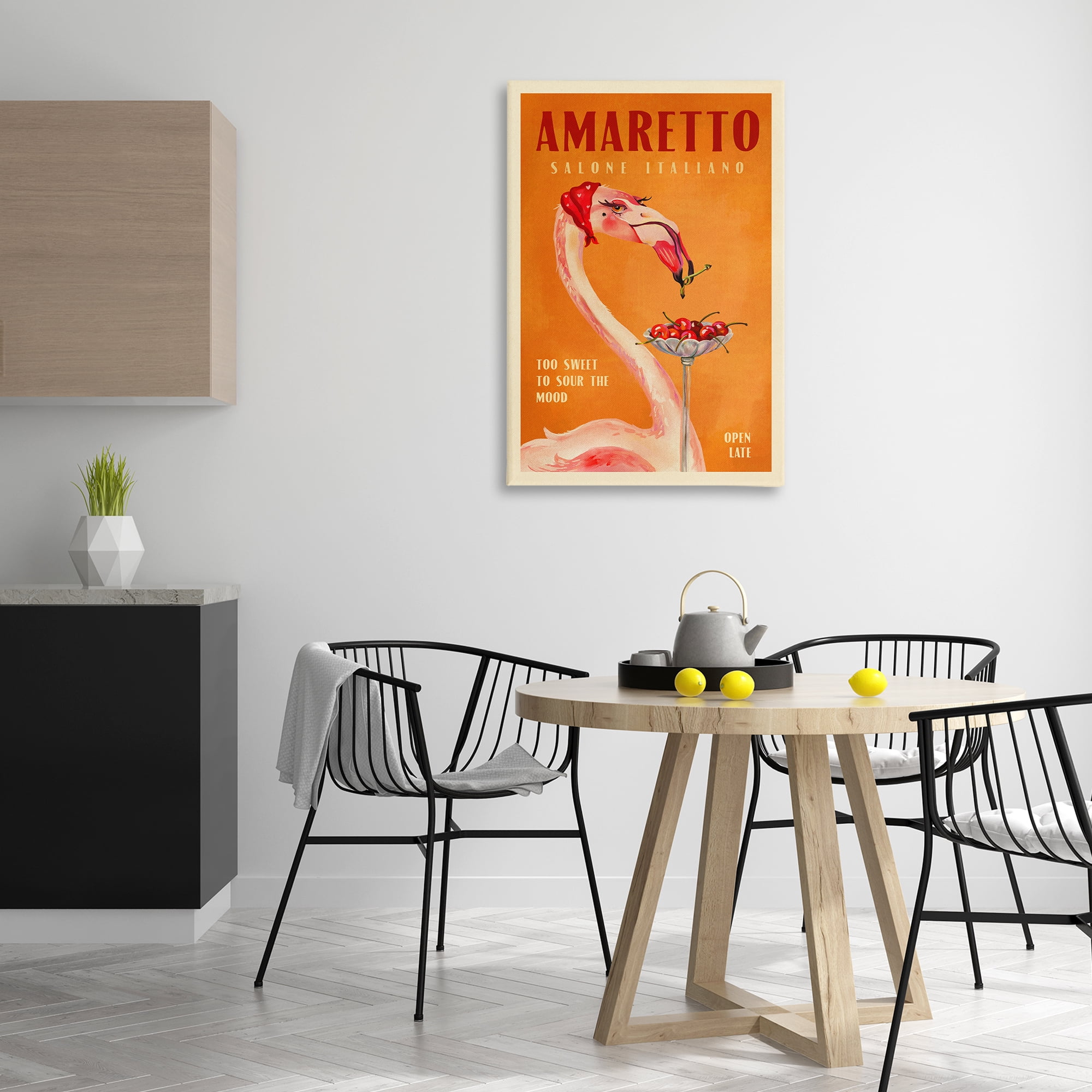 Stupell Industries Vintage Amaretto Flamingo Food & Beverage Painting Wrapped Canvas Art Print Wall Art, 24 x 36