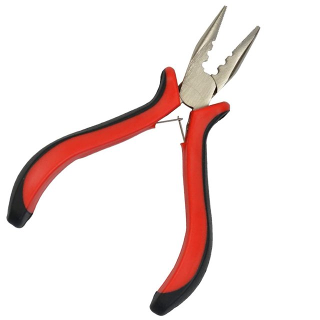 Jozlynn Alicates para extensiones de cabello Mini alicates de 3 orificios para abridor y herramienta de eliminación de extensiones de cabello con micro nano anillo (rojo)