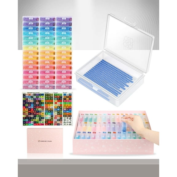 45PCS Diamond Painting Storage Containers Trays, Diamond Painting Accessories Diamond Painting Trays with Lids, 2-in-1 Diamond Art Storage and Trays, Bead Storage & Line-UP