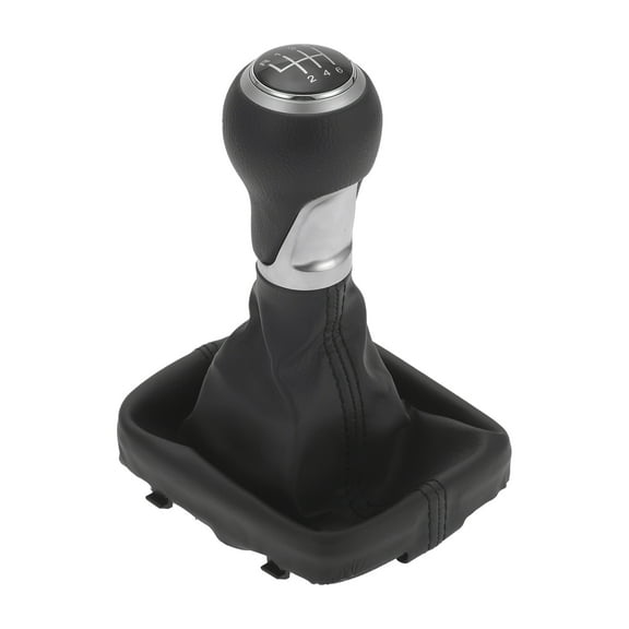 Unique Bargains Gear Shift Knob with Cover 6 Speed Manual Stick Shifter for Audi A3 8P 03-13 Faux Leather Matte Black