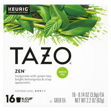 TAZO Zen Green Tea K-Cup® Pods, Naturally Caffeinated, Tea Pods, 16 Count Box