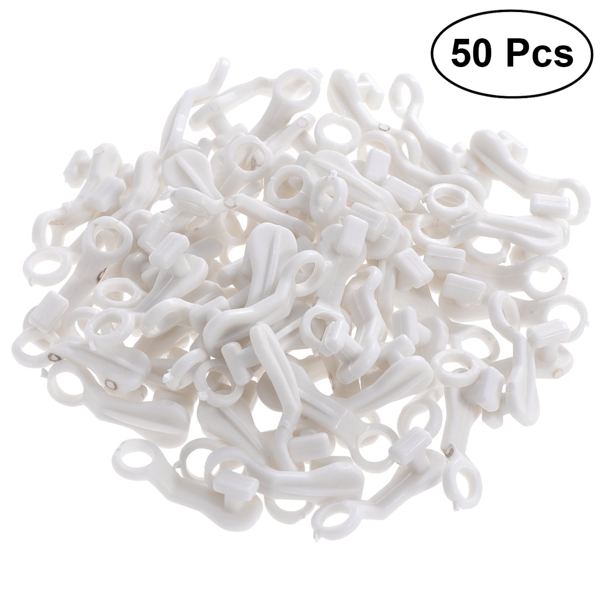 CURTAIN HOOKS FOR CURTAINS WHITE PLASTIC NYLON TAPE GLIDERS PACK OF 50 