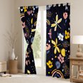 thumbnail image 3 of Homewish Rainbow Flower Dragonfly Black Out Curtains,Boho Bohemain Style Curtains Pack of 2 (42x63 Each),Black Yellow Pink Bedroom Curtains For Kids Girl，Microfiber Bedroom Decor, 3 of 6