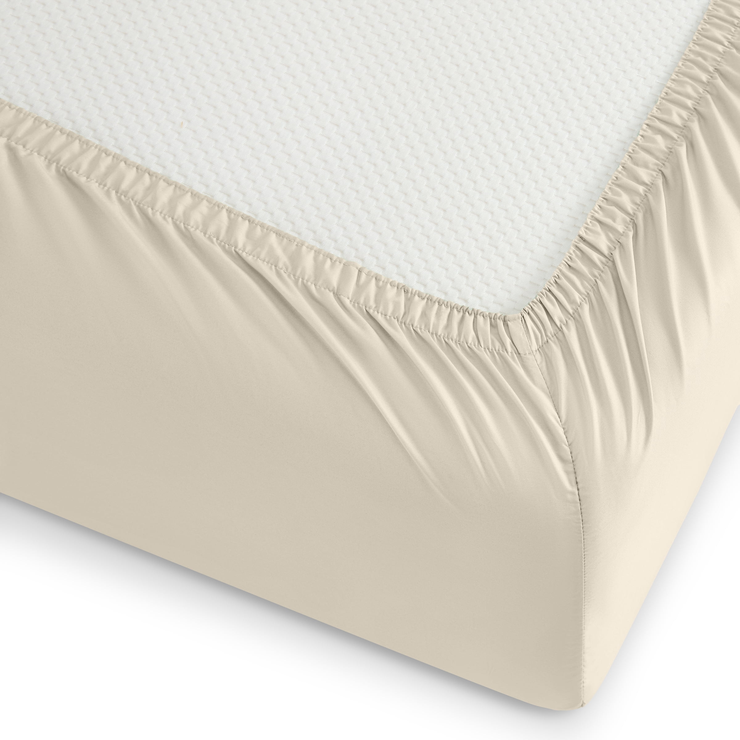 Wamsutta 1846 4-Piece 400 Thread Count Oatmeal Egyptian Giza Cotton Percale Bed Sheets, Queen-Deep Pocket