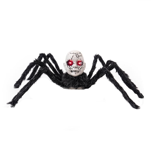 Halloween Decorations Spider Toy – 24" Animated Walking Spider with Glowing Red Eyes, Voice-Activated Scary Crawling Spider Decoration, Realistic Black Spider Prop for Indoor Outdoor Halloween Party