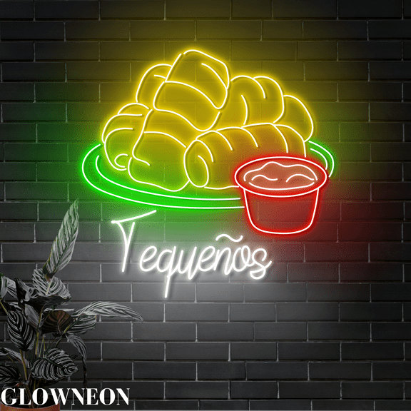 Glowneon Tequenos Neon Sign, Tequenos Salsa Venezuela Led Wall Decor