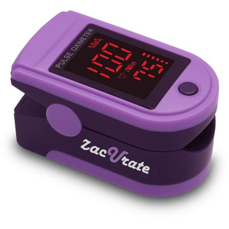 Zacurate Pro Series 500DL Fingertip Pulse Oximeter Blood Oxygen Saturation Monitor with silicon cover, batteries and lanyard (Royal
