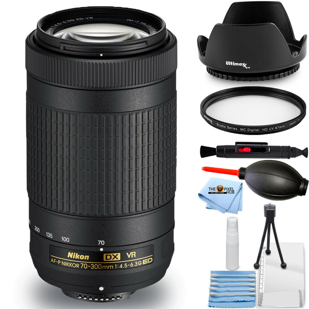 Nikon AF-P DX NIKKOR 70-300mm f/4.5-6.3G ED Lens 20061 64GB Ultimate Filter & Flash Photography Bundle