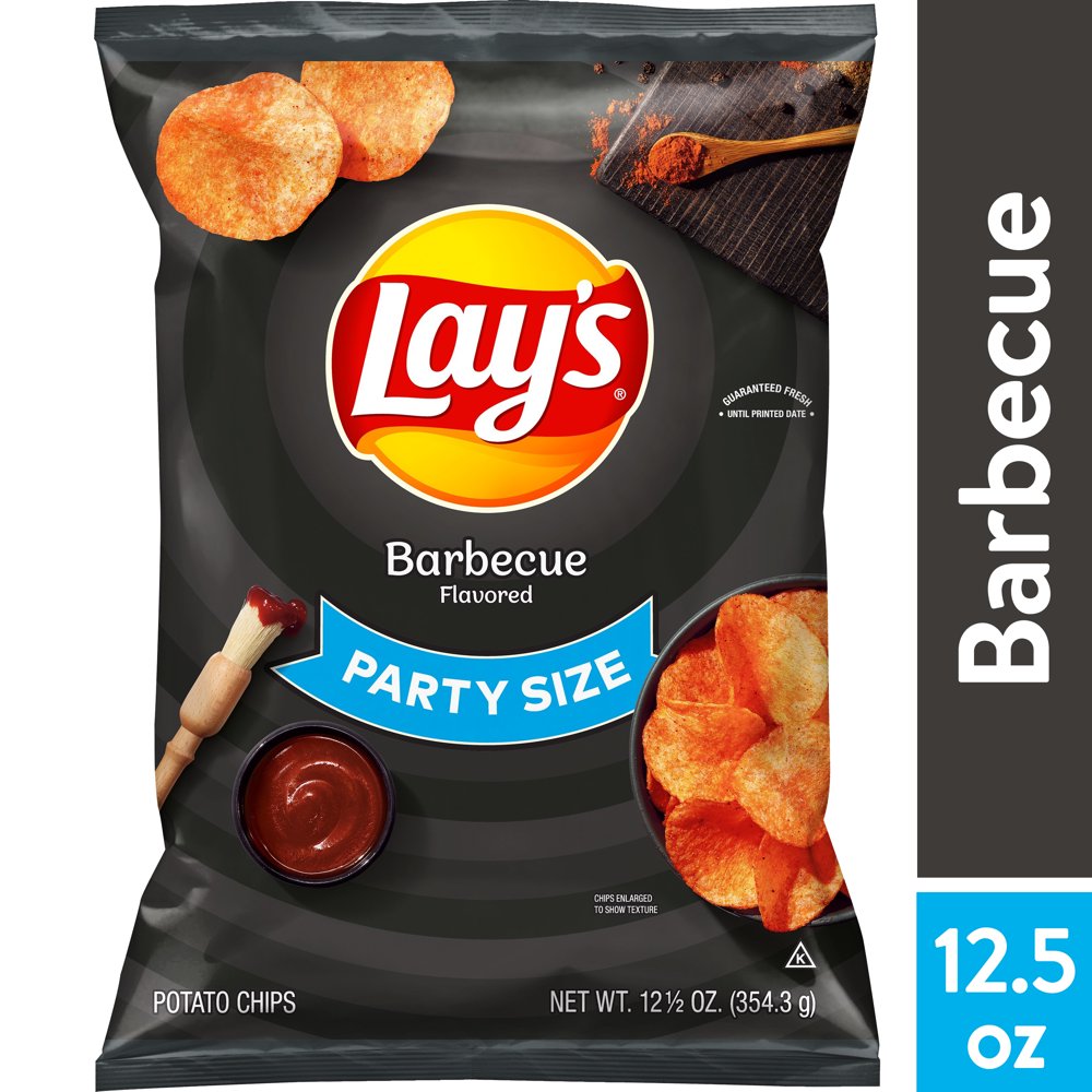 Lay's Barbecue Flavored Potato Chips, Party Size, 12.5 oz Bag Walmart