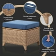 thumbnail image 3 of Gymojoy All Weather Outdoor PE Wicker Ottoman Set of 2, Extra Large Patio Footstool Footrest with Thick Blue Cushions, 3 of 6