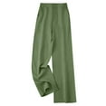 thumbnail image 2 of Womens Casual Pants for Work New Womens Casual Straight Leg Pants High Waist Button Dressy Trousers with Pockets Vacation Outfits Green L, 2 of 3