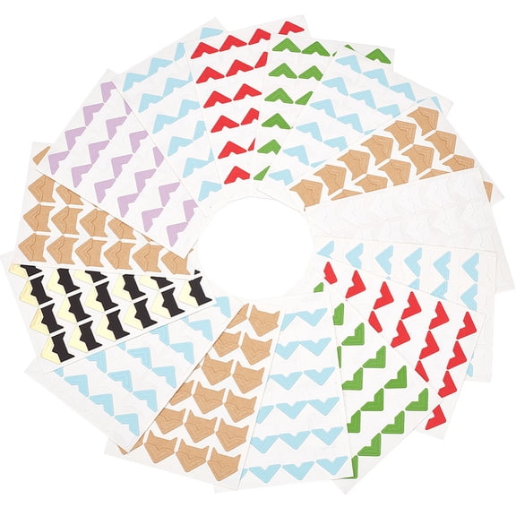 15 Sheets Photo Mounting Corners Self Adhesive Sticker for DIY Scrapbook Album Diary Personal Organizer Notebook Mixed Color 12.5x9x0.07cm