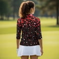 thumbnail image 5 of Uorisanigo Valentine's Day Heart Womens 3/4 Sleeve Golf Shirts Size M Comfortable Polyester Spandex Fabric Athletic Polo Workout Tops Versatile Quick Dry Zip Up Collar Tennis Tops, 5 of 7