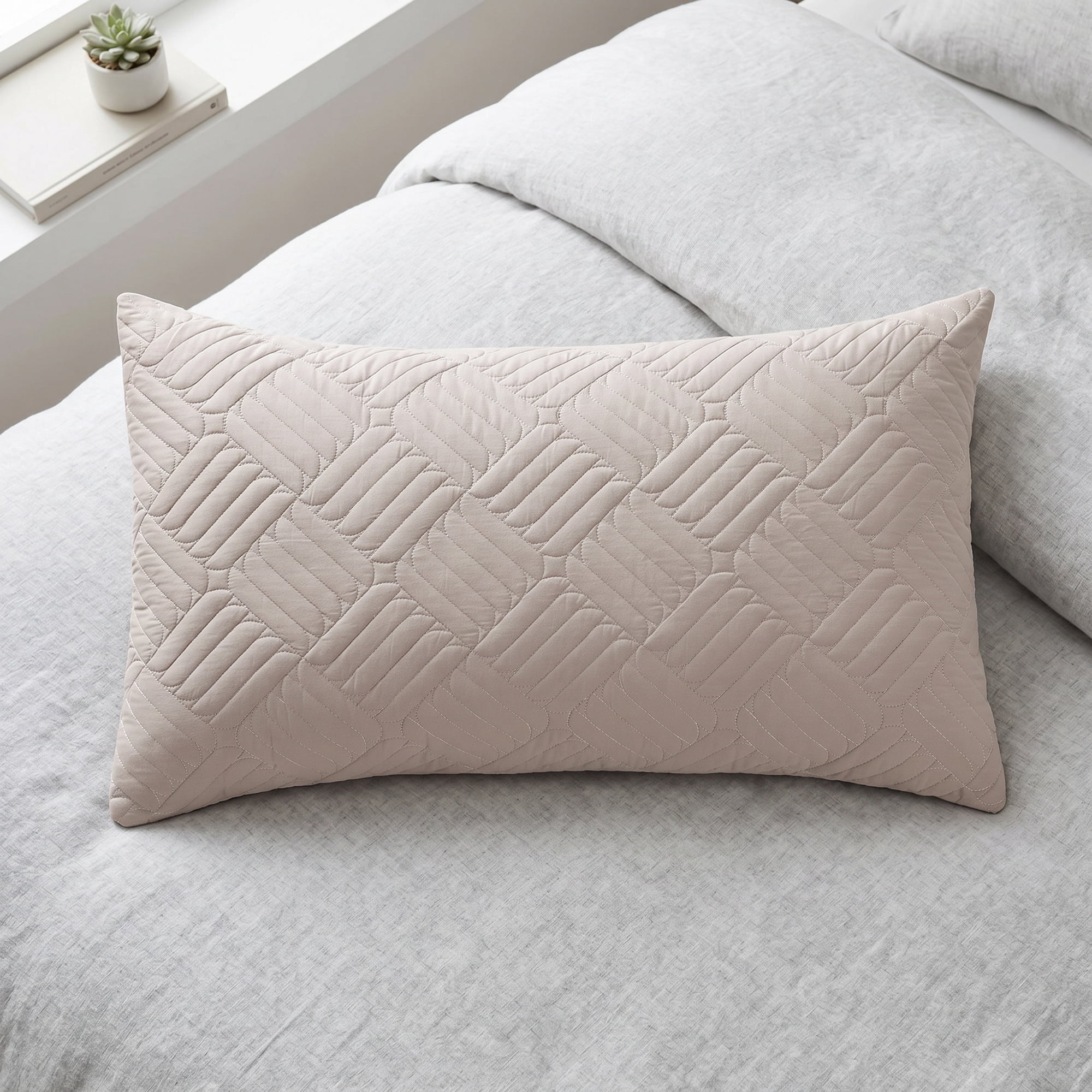 Unique Bargains 2Pcs Standard Size Breathable Cotton Pillow Protectors Queen Light Gray
