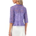 thumbnail image 3 of INSPIRE CHIC Women's Floral Lace Ruffle Hem Open Front Half Sleeve Lightweight Bolero Shrug 3XL Lavender, 3 of 6