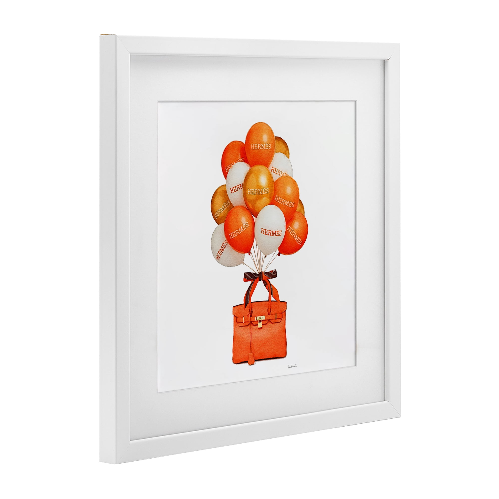 Stupell Industries Orange Handbag & Balloons White Framed Print Under Glass, design by Amanda Greenwood