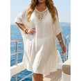 thumbnail image 3 of Sentmoon Cover Up Beach Dress 2026 Summer Solid Color Cold Shoulder Patchwork Breathable Loose Fit Beach Vacation Essentials Resort Dress for Travel and Holiday Free Size, 3 of 7