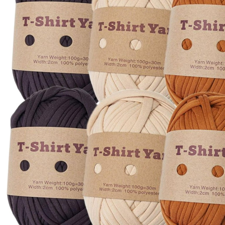 6 Rolls Set Knitting Yarn Set T-Shirt Yarn Crocheting Projects Chunky Yarn Spaghetti Yarn for Rugs Baskets Throw Blanket Crochet Pet Bed , Set A, Size