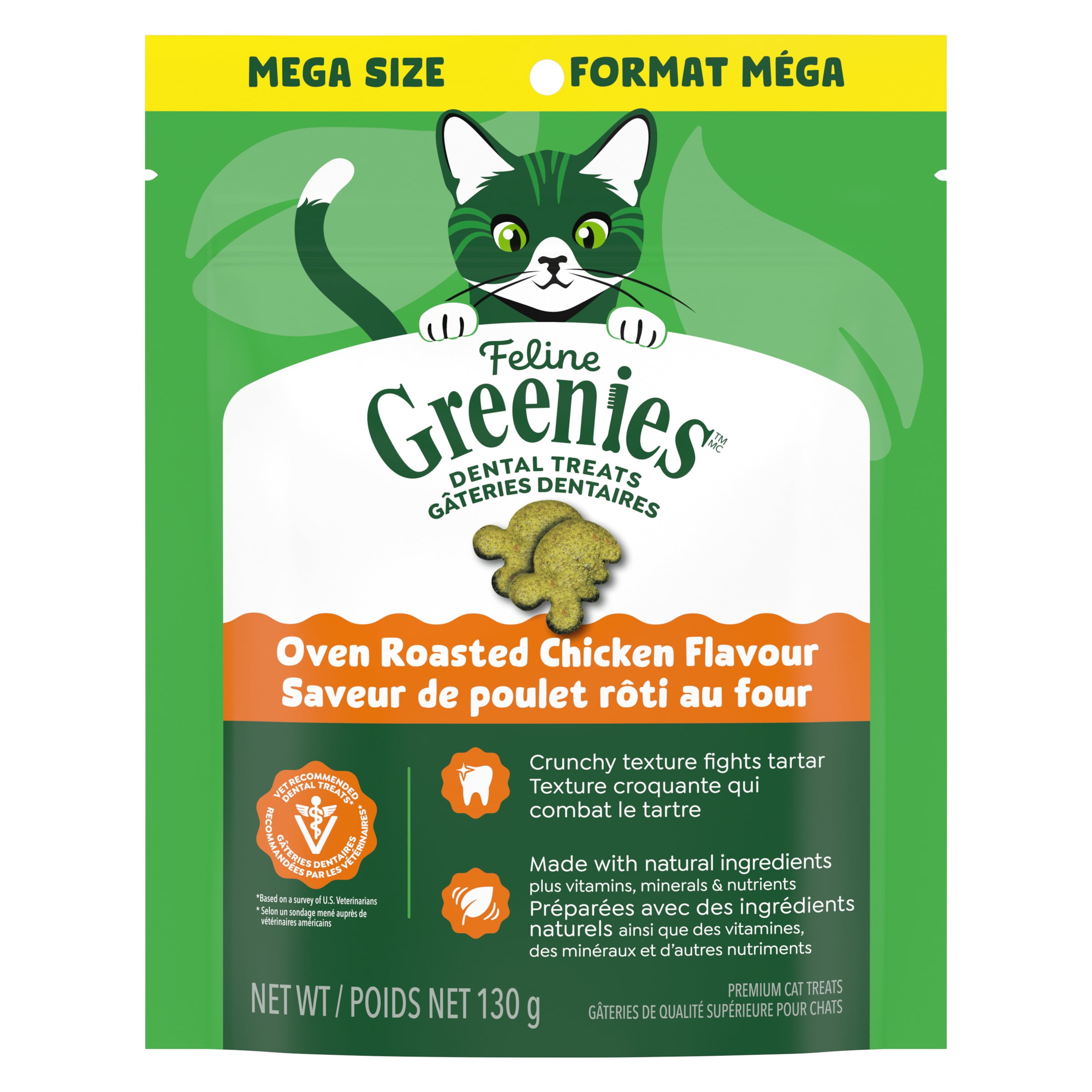 Feline Greenies Oven Roasted Chicken Natural Dental Cat Treats