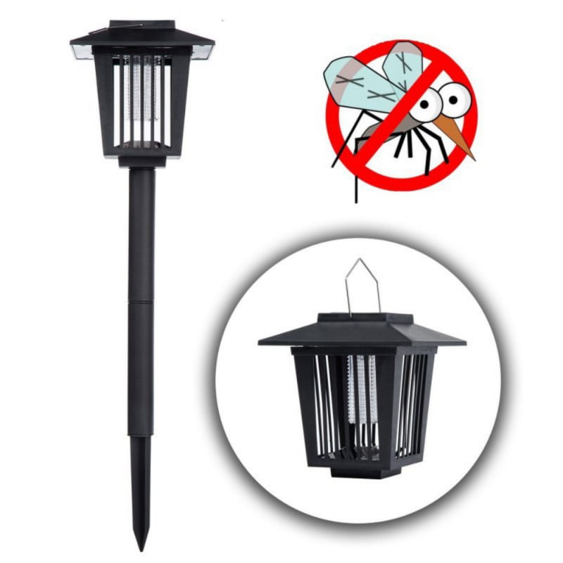 Solar Powered LED Lamp Bug Zapper Mosquito Killer Repeller Light Garden Black 