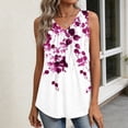 thumbnail image 6 of Bbyeadc Tank Tops for Women Sleeveless Pleated Tank Top Loose Fit Floral Print Shirt Comfortable Beach Travel Everyday Wear,Purple (M), 6 of 7