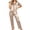 #-Beige, variant on CAZOFW Pajamas for Women,Satin Button up Short Sleeve Top Long Pant Lounge Sleepwear Set Sizes M-5X