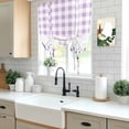 thumbnail image 6 of Purple Lavender Tie Up Curtain 63 Inches Long, Watercolor Spring Floral Butterfly Purple Buffalo Plaid Balloon Style Kitchen Window Curtain Over Sink, Small Window Rod Pocket Curtain 46"x63", 6 of 9