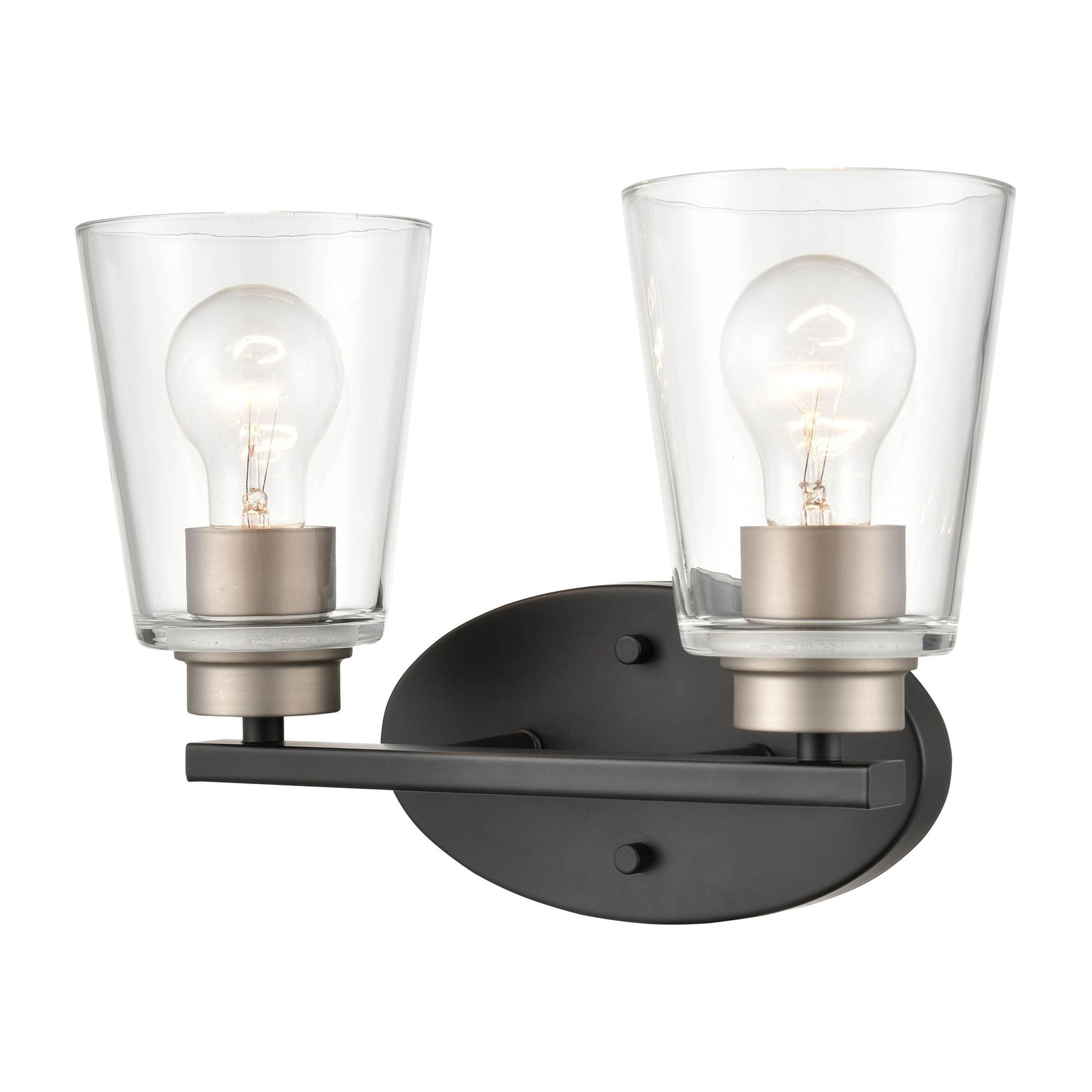 Millennium Lighting 929 Lighting 2 Light Bathroom Vanity Fixture with Clear Glass Shades - Matte Black/Satin Nickel