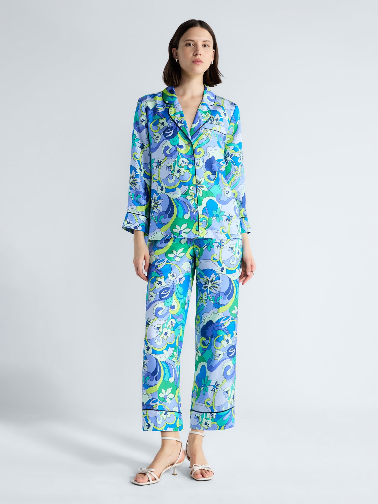 Free Assembly Women's and Women's Plus Cropped Silk Day Jama Pants, 27" Inseam, Sizes XS-4X