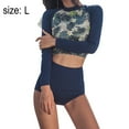 thumbnail image 2 of Women Two Piece Rash Guard Long Sleeve Swimsuits Swim Shirt Bathing Suit with Boyshort Bottom-L, 2 of 6