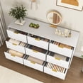 thumbnail image 6 of Oufan 9 Drawer Dresser, Wood Chest of Drawers with Wavy Patterns, Tower Clothes Organizer, Large Storage Cabinet for Living Room, Bedroom, Hallway, 6 of 9