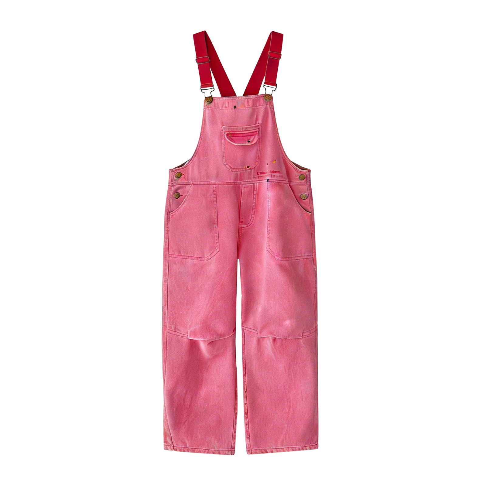 UACY Teen Girls Y2K Denim Overalls Adjustable Strap Aesthetic Preppy Jeans Jumpsuit Fashion School Uniform Bib Overall (Hot Pink, 13-14 Years)