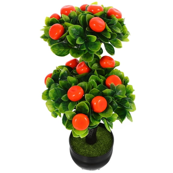 Artificial Faux Bonsai Fruit Tree in Green Plastic for Decor Lifelike Indoor Outdoor