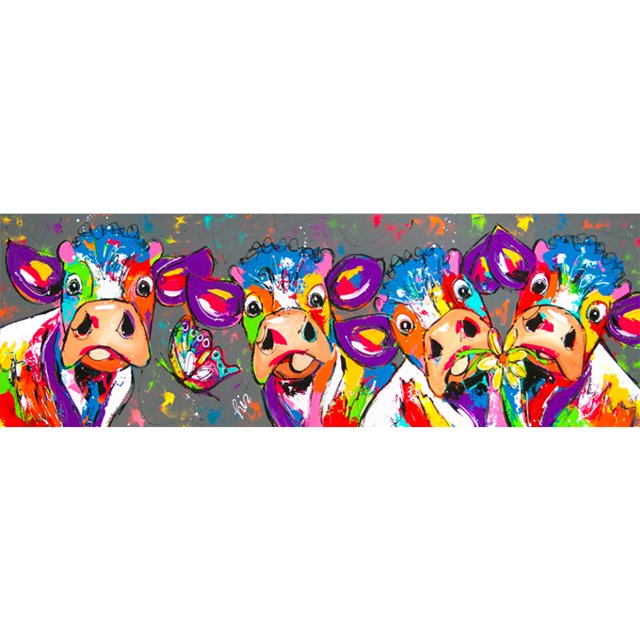 Wdftyju Cuadro de arte mosaico de diamantes de imitación de taladro completo de vaca colorida de pintura de diamante DIY 5D Wdftyju 6zy1jk9ab3au7fy7