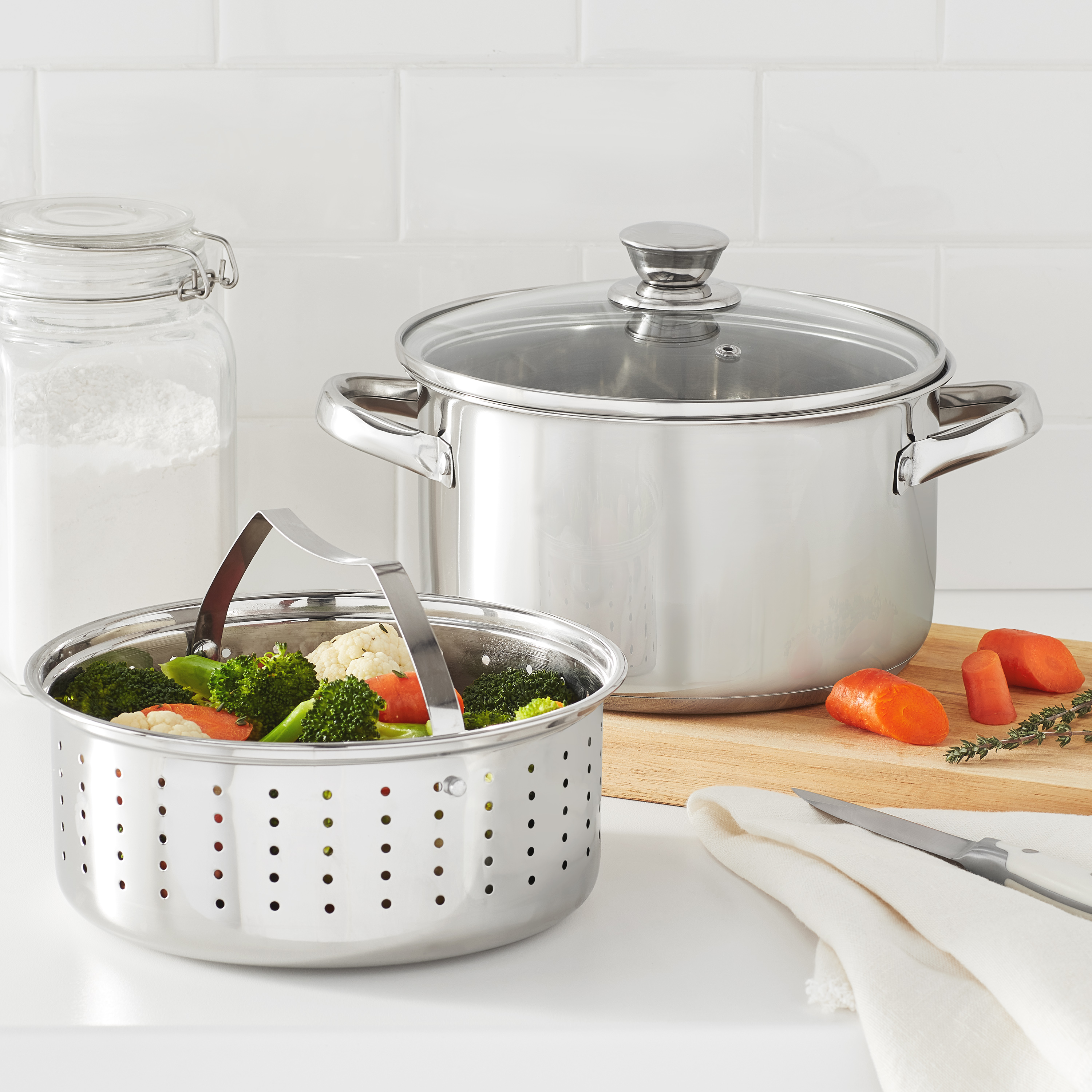 Mainstays 4-Quart Stainless Steel Steamer Pot with Lid photo 4