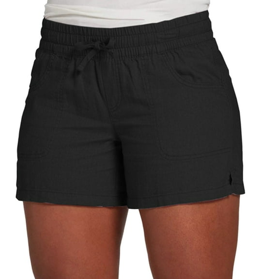 GEWSEY Women Casual Shorts Drawstring Comfy Elastic Waist Shorts Summer Pull On Short with Pockets (Black, S)