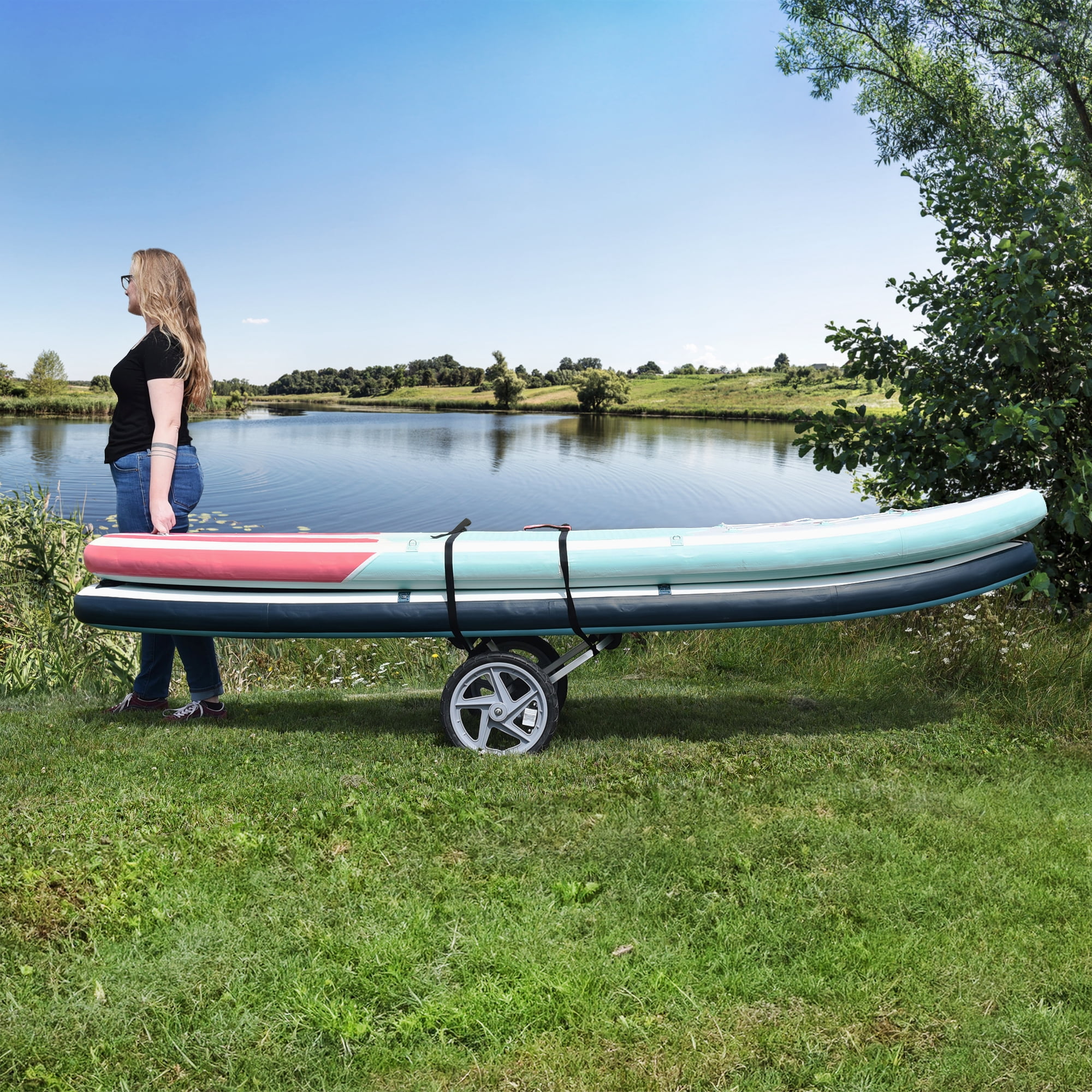 Wike Kayak, Canoe, and Surf Cart - Includes Ultra Lite Smart Stick Tow Bar