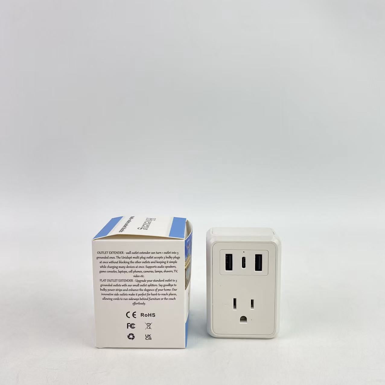 Hvexexg Multi-outlet socket blocks,Multi Plug Outlet Splitter, Multiple Outlets Extender Adapter with AC Power Socket, Side Splitter Box, Wall Tap Plug Expander for Home Hotel Office Dorm Essentials