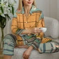 thumbnail image 6 of KLL Tranquil Garden Landscape Print Women's Long Sleeve Pajamas with Pants Sleepwear Loungewear 2 Set-Medium, 6 of 8