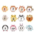 thumbnail image 1 of EeaseCA 12pcs Cartoon Animal Baby Month Decals Infant Photo Sticker Adorable Baby Month Sticker (1 Set/12pcs), 1 of 7