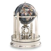 Angle View: Kalifano Black 6-in. Gemstone Globe, Galleon rotating base