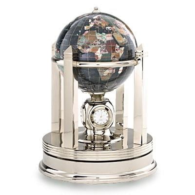 Kalifano Black 6-in. Gemstone Globe, Galleon rotating base