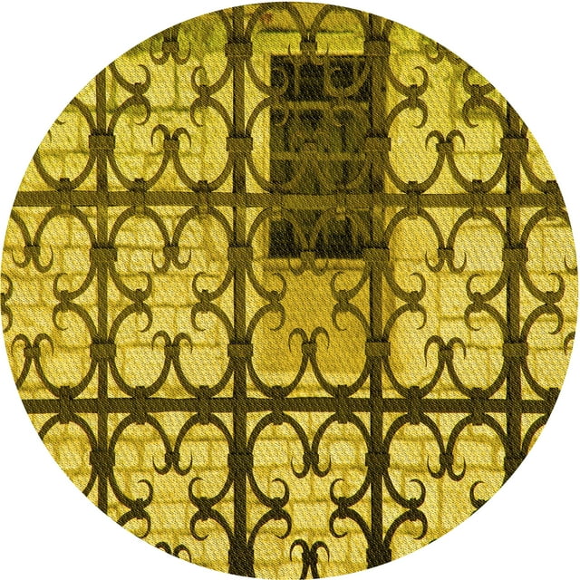 Ahgly Company Machine Washable Indoor Round Transitional Dark Bronze Brown Area Rugs, 3' Round