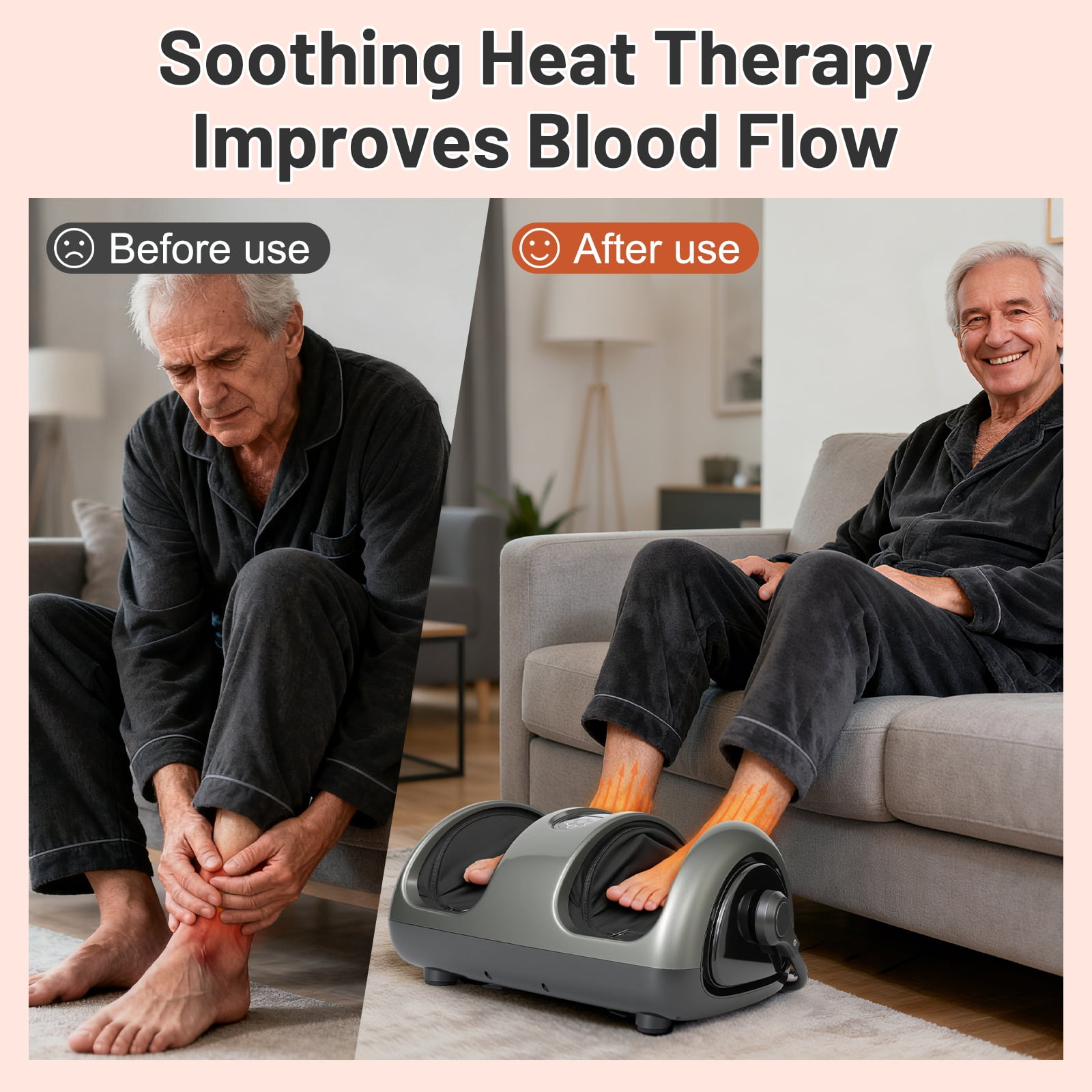 BAOKALER Shiatsu Foot and Calf Massager with Heat Therapy - Adjustable Air Compression, Wireless Remote Control & Deep Kneading for Relaxation, Pain Relief & Improved Circulation at Home