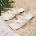 thumbnail image 4 of Domuza Women's Slide Sandals Chic Cross-Strap & Comfy Flat Shoes 2026 Summer Beige 9（EU-42）, 4 of 6